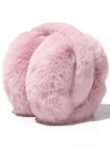 1 件可折叠冬季保暖耳罩，纯色毛绒耳套，骑行、学生防寒，可作为男女礼物