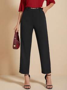Women's Simple Office Suit Pants - Black - View 1