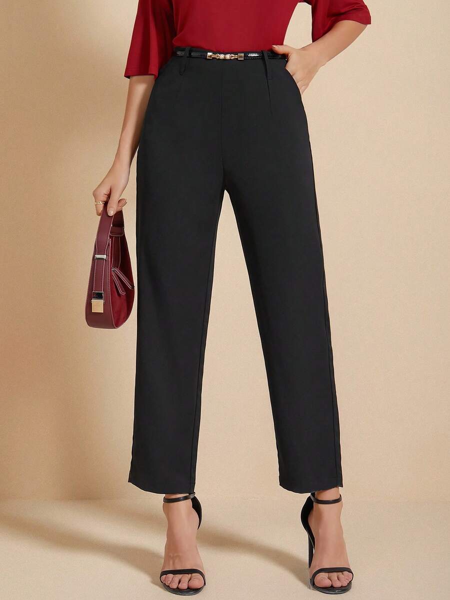 Women's Simple Office Suit Pants - Black - View 1