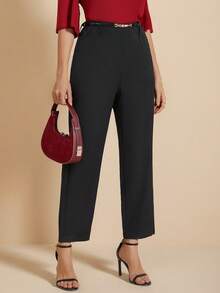 Women's Simple Office Suit Pants - Black - View 5