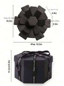 Handmade Hexagon Explosion Design Photo Album Box, Surprise Wedding Birthday Commemorative Gift Box (Requires Manual Assembly), Party Holiday Surprise Gift, Valentine's Day & Birthday Creative Gift Box, Multi-Layer Surprise Box, Valentine's Day Gift DIY Self-Adhesive Photo Album Box Scrapbook, Creative Handmade Photo Gift Box, Birthday Anniversary Wedding Gift - Multicolor - View 4