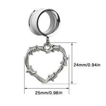 2 件不锈钢朋克风格耳塞隧道防过敏心形吊坠耳洞扩张器穿孔珠宝情人节、妈妈、母亲、母亲节、礼物 - 銀色 - 查看 4