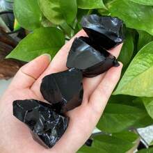 1pc/5pcs/10pcs Natural Black Obsidian Raw Stone, Obsidian/Quartz Crystal Chunks, DIY Crystal Accessories, Crystal Chakra, Crystal Decor, Spiritual Healing, Crystal Gift, Random Delivery