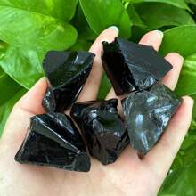 1pc/5pcs/10pcs Natural Black Obsidian Raw Stone, Obsidian/Quartz Crystal Chunks, DIY Crystal Accessories, Crystal Chakra, Crystal Decor, Spiritual Healing, Crystal Gift, Random Delivery