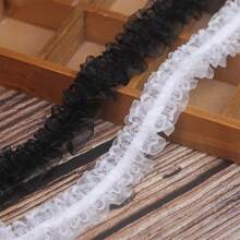 1 件 1M DIY 弹性带，双层褶皱网眼面料，带蕾丝边缝纫工艺，服装配饰 - 彩色 - 查看 9