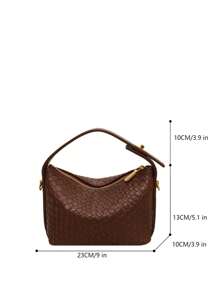 Bolsa De Ombro Transversal Retrô Vintage Em Pu De Cor Sólida Tecida Simples E Versátil Com Estilo De Moda Feminina, Alça Larga De Alta Capacidade Bolsa Hobo