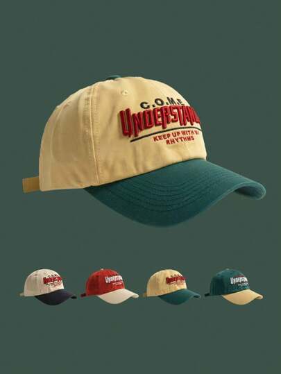 1pc Unisex/Couple/Parent- Oversized Duck Billed Cap, Embroidery Contrast Color Baseball Cap, Fashionable Sports Hat