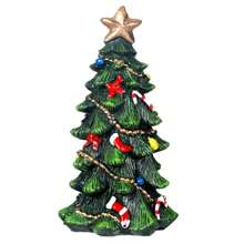 2 piezas Figura de árbol de Navidad de resina con purpurina y lentejuelas para decoración de mesa del hogar en Navidad