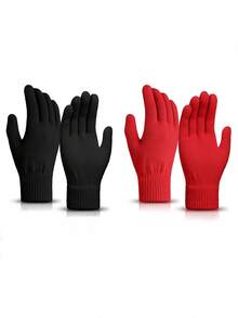 2双-3双 - SATINIOR魔术冬季手套男女针织弹力手套全指保暖手套男女运动 - 彩色 - 查看 12