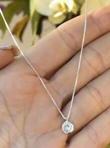 Round Point Of Light Necklace 925 Silver - Bạc - Xem 5