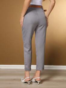 Women's Basic Straight Tailored Dress Pants - Grey - View 2