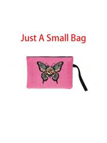 Elegant Rose Butterfly Tote With Matching Makeup Pouch: Lightweight, Portable Shopping & Travel Bags,Large Capacity Mom Grandma Tote Bag - Stylish Shoulder Bag, Unique Nana Gifts Best Thanksgiving Gifts For Grandma - Hot Pink - View 14