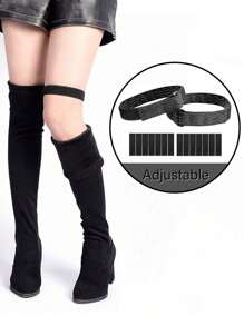 2pcs Knee-High Boots Stretchy Shoelaces With 10pcs Stickers For Knee-High Boots To Prevent Boot Slippage