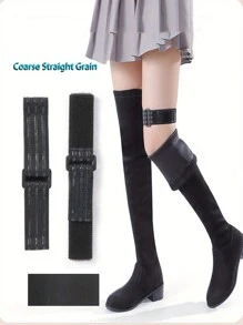 2pcs Knee-High Boots Stretchy Shoelaces With 10pcs Stickers For Knee-High Boots To Prevent Boot Slippage