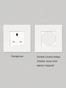 5/10 件英国标准婴儿电源插座盖，儿童安全防电击插头 - 白色 - 查看 5