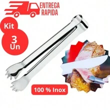 Kit 3 Stainless Steel Barbecue Meat Tongs For Appetizers 12.5 CM - 彩色 - 查看 1