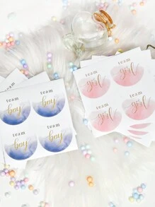 40pcs Watercolor Gender Show Stickers Boy Or Girl Stickers For Gender Post Team Pink Team Blue Sticker Baby Shower Games Labels Sticker - Multicolor - View 4
