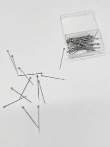1 Caja de Alfileres para el Hiyab con acabado plateado brillante y aspecto similar a las perlas