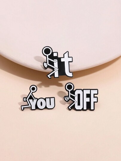 3pcs Funny Stick Figure Brooch Pins, Backpack Clothing Accessories, Novelty Gifts For Friends, Suitable For Men And Women Daily Wear