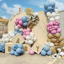 Dusty Rose Brown Balloon Garland Blue Pink Balloons Double Stuffed Tan White Sand Balloon Latex Pastel Balloons Arch Kit For Birthday Gender Reveal Wedding Party Decoration - Dusty Blue - View 7