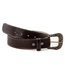 Unisex Pampas Country Leather Belt Handmade Sole Removable Buckle - 紫紅色 - 查看 1