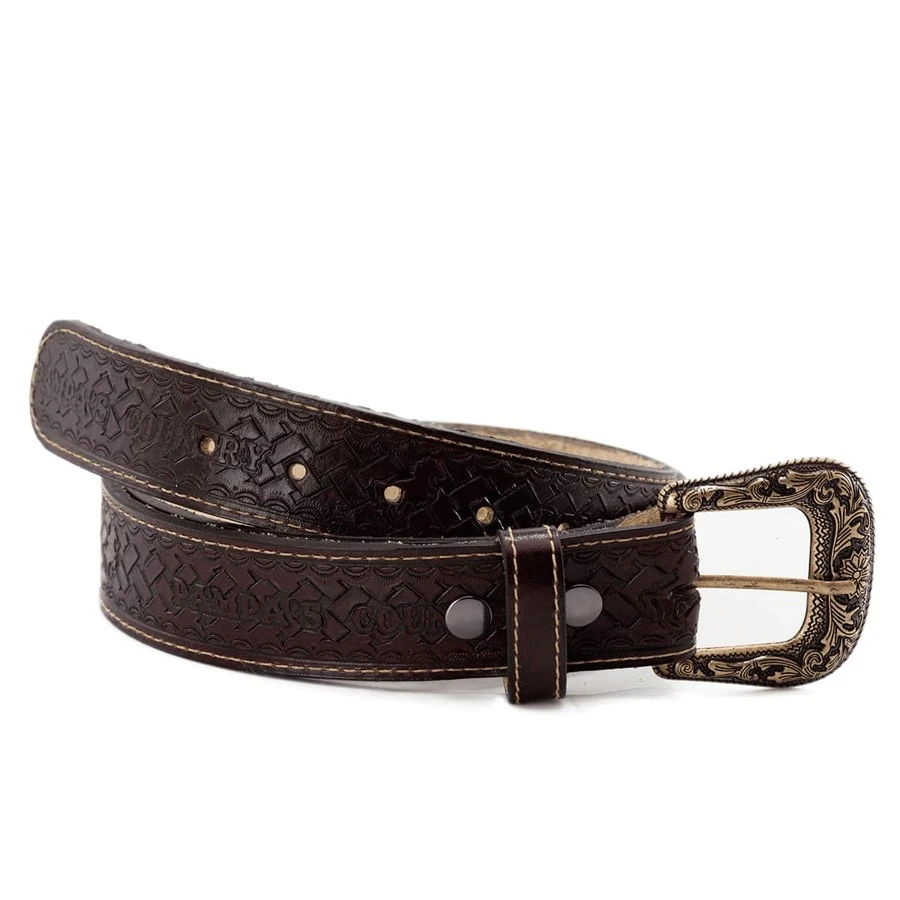 Unisex Pampas Country Leather Belt Handmade Sole Removable Buckle - 紫紅色 - 查看 1