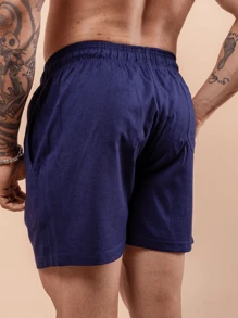 Men's Linen Shorts Various Colors. - Màu xanh hải quân - Xem 3