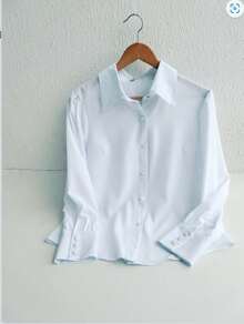 White Long Sleeve Shirt - White - View 1