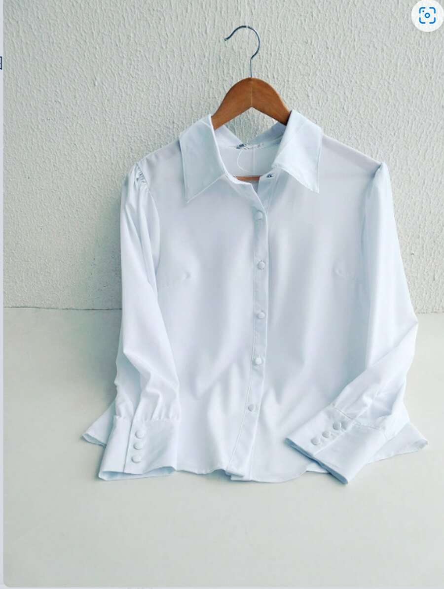 White Long Sleeve Shirt - White - View 1