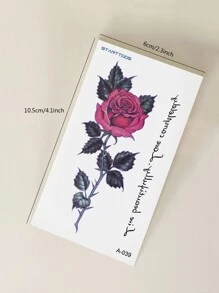 4 件仿花印花 Y2K 临时纹身贴，适用于手指、手腕、肩膀、颈部、锁骨和小身体部位，是送给女性的理想礼物 - 彩色 - 查看 8