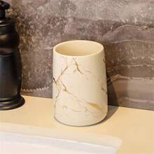 Couple's Mouthwash Cup, High-End Toothbrush Holder, Bathroom Storage Rack, Simple And Creative Couple's Gargle Cup, Ceramic Toothbrush Cup, Marble Pattern Handleless Mouthwash Cup Home Bathroom Decor Summer Back To School