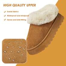 Women Platform Snow Boots Fuzzy Slippers Fluffy Mini Boots House Slippers Clogs Indoor Outdoor - Camel - View 3