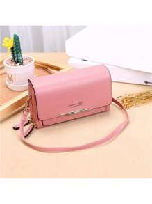 1pc Mini (18*10*6cm) RFID Polyurethane Leather Women's Large Capacity Multifunctional Shoulder Bag Medium Clutch Wallet Ladies Crossbody Bag Crossbody Phone Strap With Wallet Sling Phone Case Side Bags Pink Bag Thanksgiving Wallet Ladies Women For Women Wallet Purse Wallet - Pink - View 6