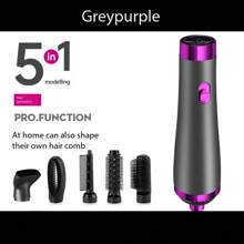 热风刷套装吹风机直发梳套装，5合1空气吹风机，带吹风机的造型梳，圆梳，光滑梳，蓬松梳，卷发梳，空气吹风机热刷套装 - 英規插(220-240V) - 查看 5