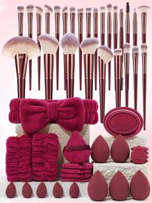 60PCS Makeup Tools Set Including:36PCS Makeup Brush Set+5PCS Makeup Sponges+5PCS Mini Makeup Sponges+5PCS Triangle Powder Puffs+5PCS Mini Air Cushion Powder Puffs+1pc Hairband+2PCS Hand Bowl Strap+1pc Makeup Brush Cleaning Tools - 彩色 - 查看 17