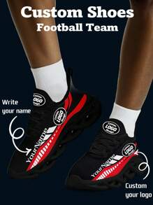 Women's Houston Football Designed Sneakers, Custom Logo Custom Name Customization Lightweight Comfortable Soft Bottom Sneakers For Women, Gym Training Breathable Tennis Shoes Unique Gift For Mom/Dad/Her/Him/Girlfriend/Boyfriend/Wife/Husband/Friend ﻿ - Black - View 3