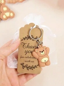 6pcs/15pcs/21pcs Bear Gift Bag, Party Gift, Bear Gift Set, Cute Bear Keychain, Bear Keychain, Art Gift Pendant Accessories, Creative Gift Bag, Comes With Transparent Hard Yarn Bag, Gratitude To Guests Kraft Paper Label And Rope Birthday Party Supplies Decoration