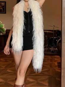 1pc Fluffy Scarf, Fashionable Soft Fuzzy Long Scarf Shawl, Warm For Party, Ceremony