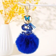 1PC Resin Alphabet Keychain With Hairball Butterfly And Tassel Charm, Women's Day Gift - Letter Initial Keyring With Lobster Clasp For Handbags, Backpacks, Car Keys Decoration