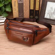 Bolsa cinto Pochete de Couro Genuíno para Homens de Viagem Retro Pele Natural Bolsa Masculina Transversal Corpo Bandoleira Quadril Faixa de Bolsas