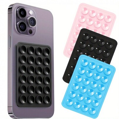 1 Pezzo Supporto per telefono multifunzionale in silicone a ventosa quadrato con 24 fori, forte adesione, adatto per vari scenari, previene la caduta del telefono