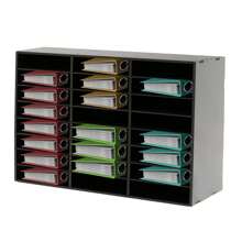 Bandeja para documentos, organizador de literatura de oficina, 3x8 compartimentos, bandeja para cartas de escritorio A4, 73,7x30,2x59,6 cm, sistema de almacenamiento con compartimentos, soporte para archivos de escritorio para el hogar, la oficina y el aula - Negro - Ver 9