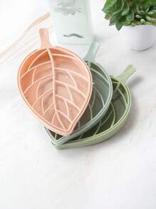 5 Pcs Leaf Design Soap Holder, Creative Bathroom Soap Tray With Drainage, Double Layer Hollowed Out Plastic Soap Box, Decorative And Practical Household Soap Container, Creative Leaf Model Soap Box Double Layer, Oval Home Bathroom Decor Summer Back To School