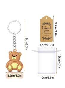 6pcs/15pcs/21pcs Bear Gift Bag, Party Gift, Bear Gift Set, Cute Bear Keychain, Bear Keychain, Art Gift Pendant Accessories, Creative Gift Bag, Comes With Transparent Hard Yarn Bag, Gratitude To Guests Kraft Paper Label And Rope Birthday Party Supplies Decoration