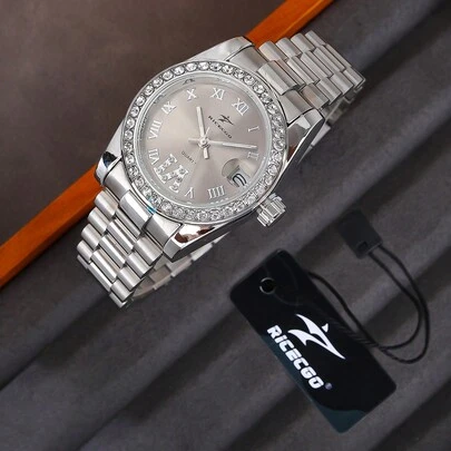 RICECGO 1 pieza Reloj de pulsera de cuarzo clásico para mujer, adecuado para uso diario, reuniones de negocios y como regalo para estudiantes que regresan a la escuela