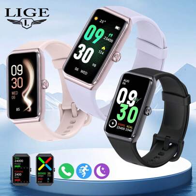  LIGE新款智能手表拥有100+运动模式，卡路里，计时，跑步，睡眠监测，月经期，闹钟，久坐提醒，马卡龙色，可爱，时尚，多功能女生智能手表