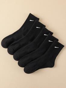 1 par/5 pares/6 pares Calcetines largos casuales para mujer, cómodos y transpirables para uso diario, unisex de tipo tripulación