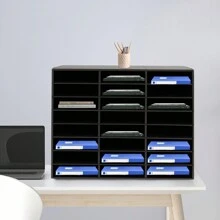 Bandeja para documentos, organizador de literatura de oficina, 3x8 compartimentos, bandeja para cartas de escritorio A4, 73,7x30,2x59,6 cm, sistema de almacenamiento con compartimentos, soporte para archivos de escritorio para el hogar, la oficina y el aula - Negro - Ver 7