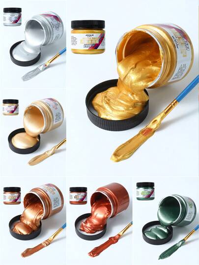 1 Pc Acrylic Paint 100ml Metal Gold Silver Copper Gypsum Doll Drip Glue Hook Paste Handmade D IY Dyeing, Painting, Graffiti Pigment
