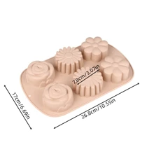 [1 Pacote] Forma de Bolo Tipo Flor 6 Formas Consecutivas Bolo de Arroz a Vapor Forma Fácil de Remover Ferramenta de Cozimento